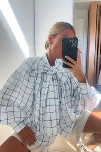 Camisa balloon cuadros azul
