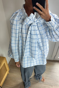 Camisa balloon cuadros azul
