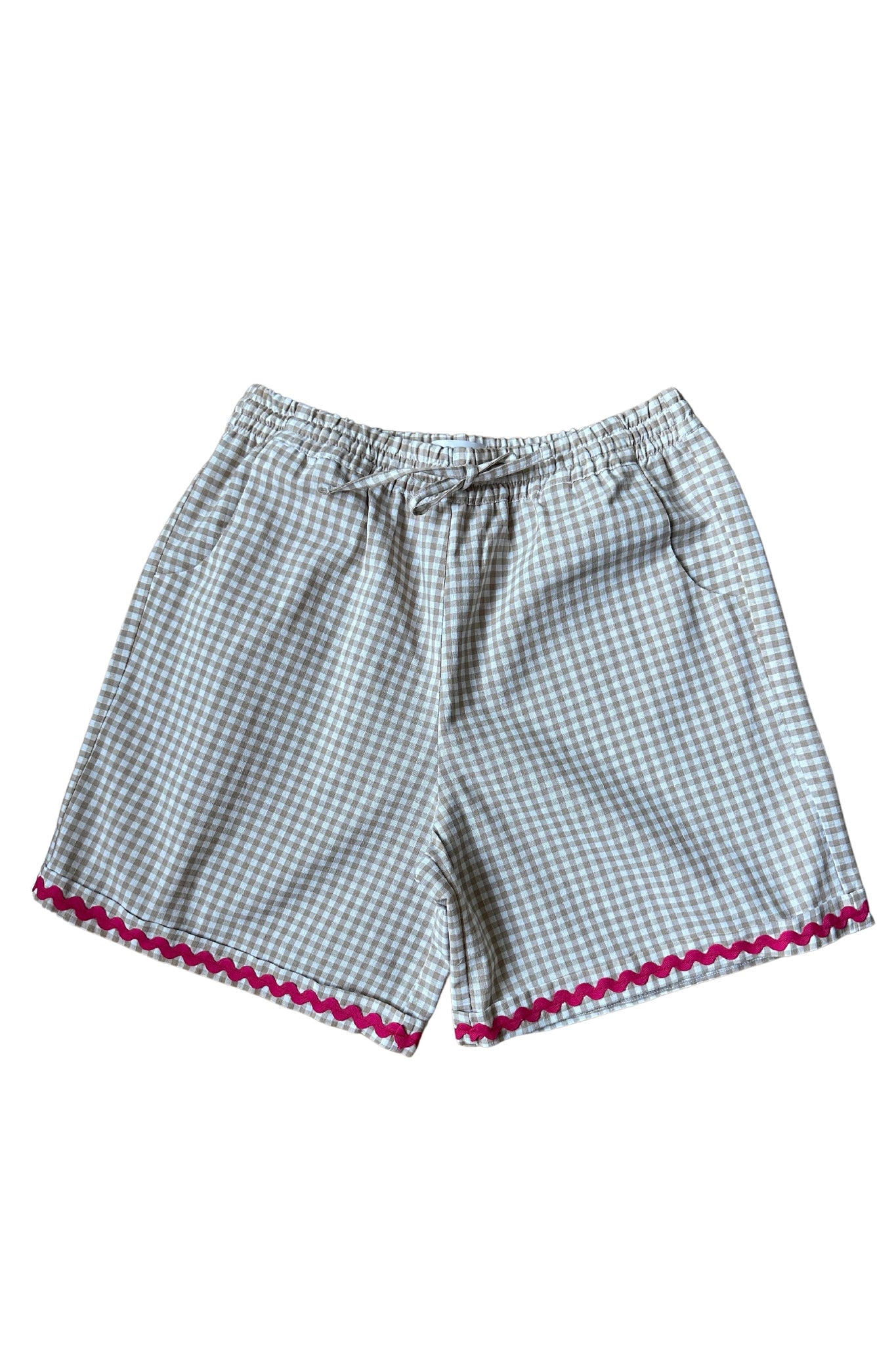 Beige gingham Bermuda shorts