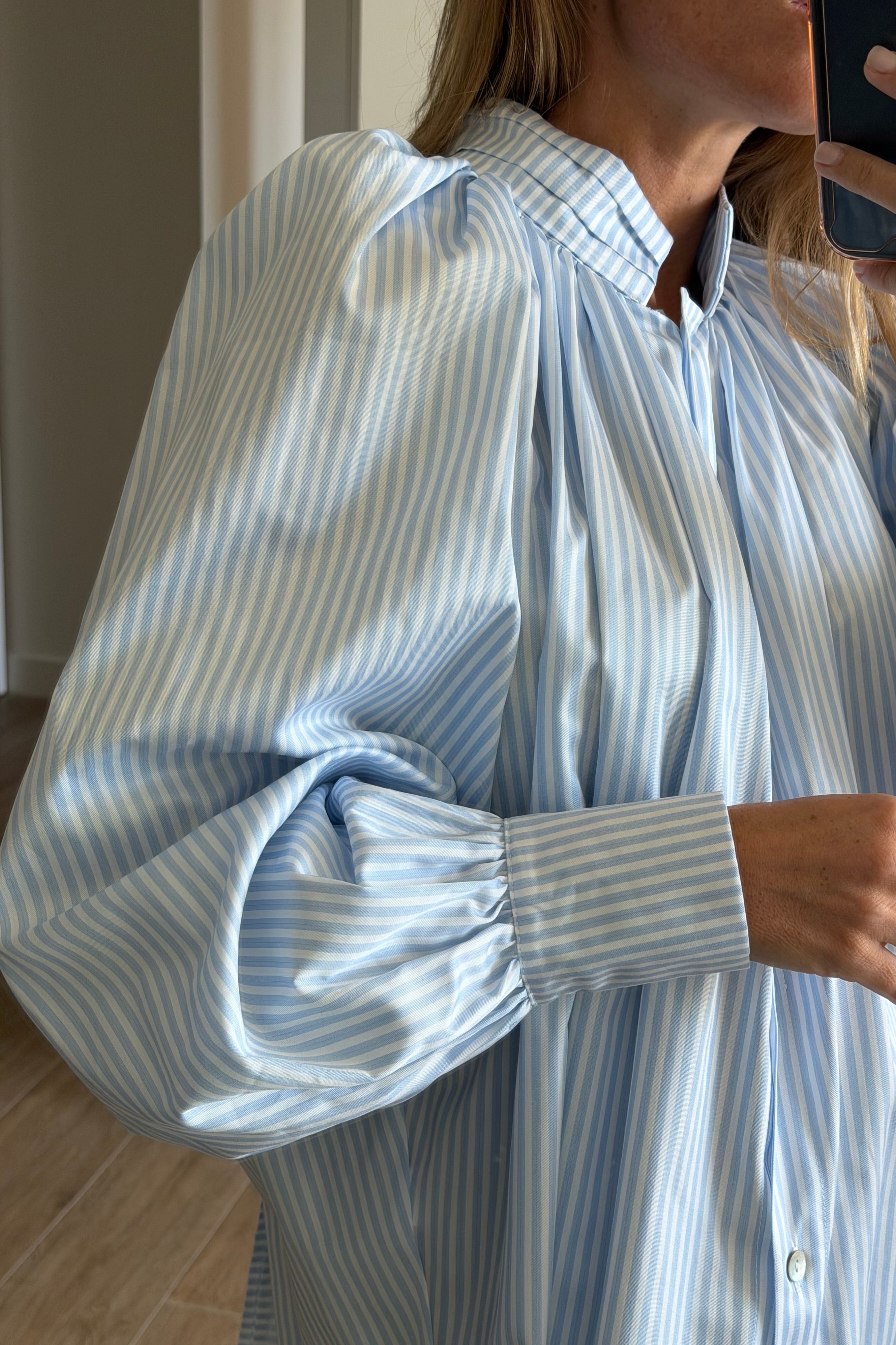 Camisa balloon azul rayas