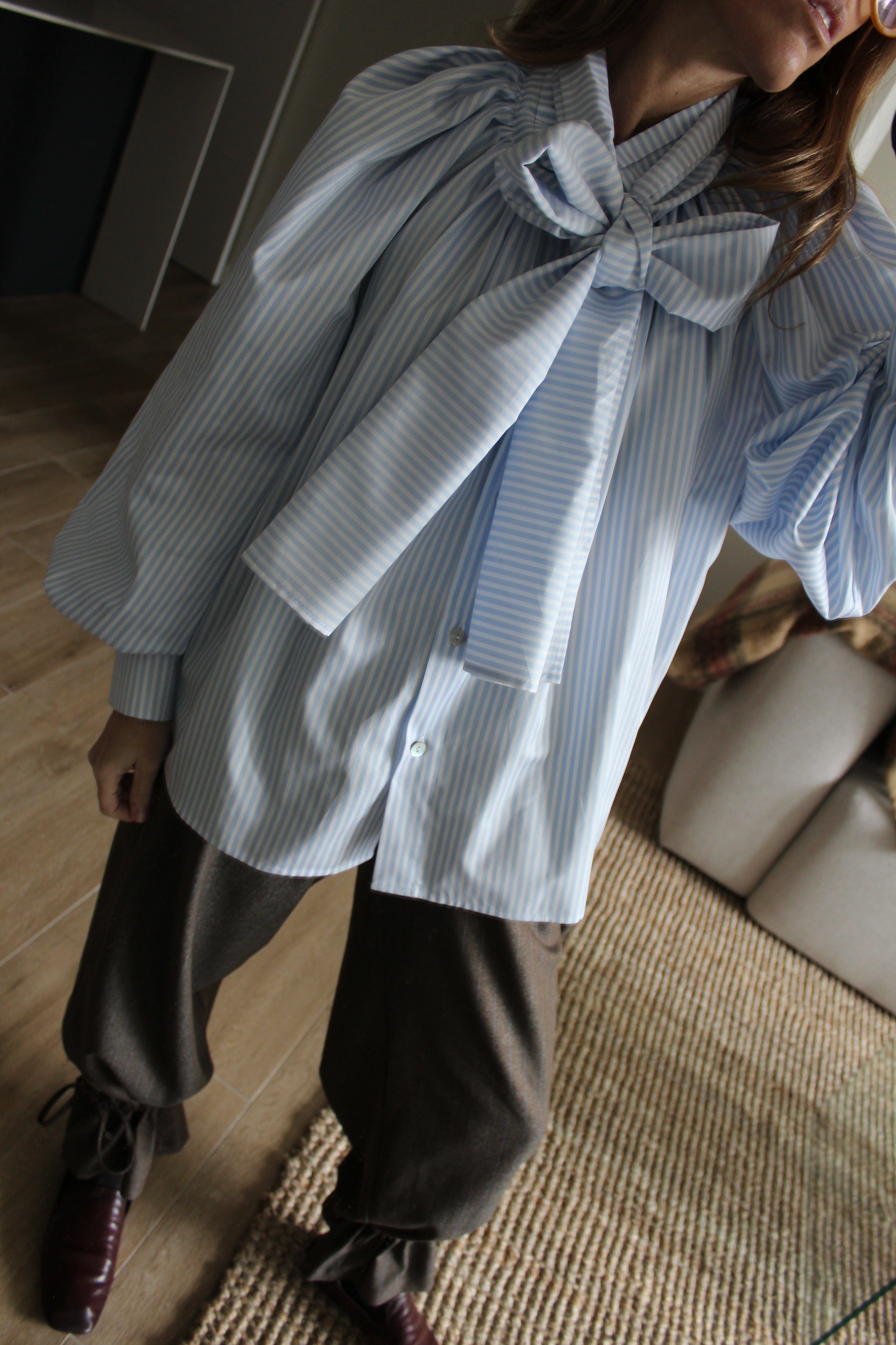 Camisa balloon azul rayas