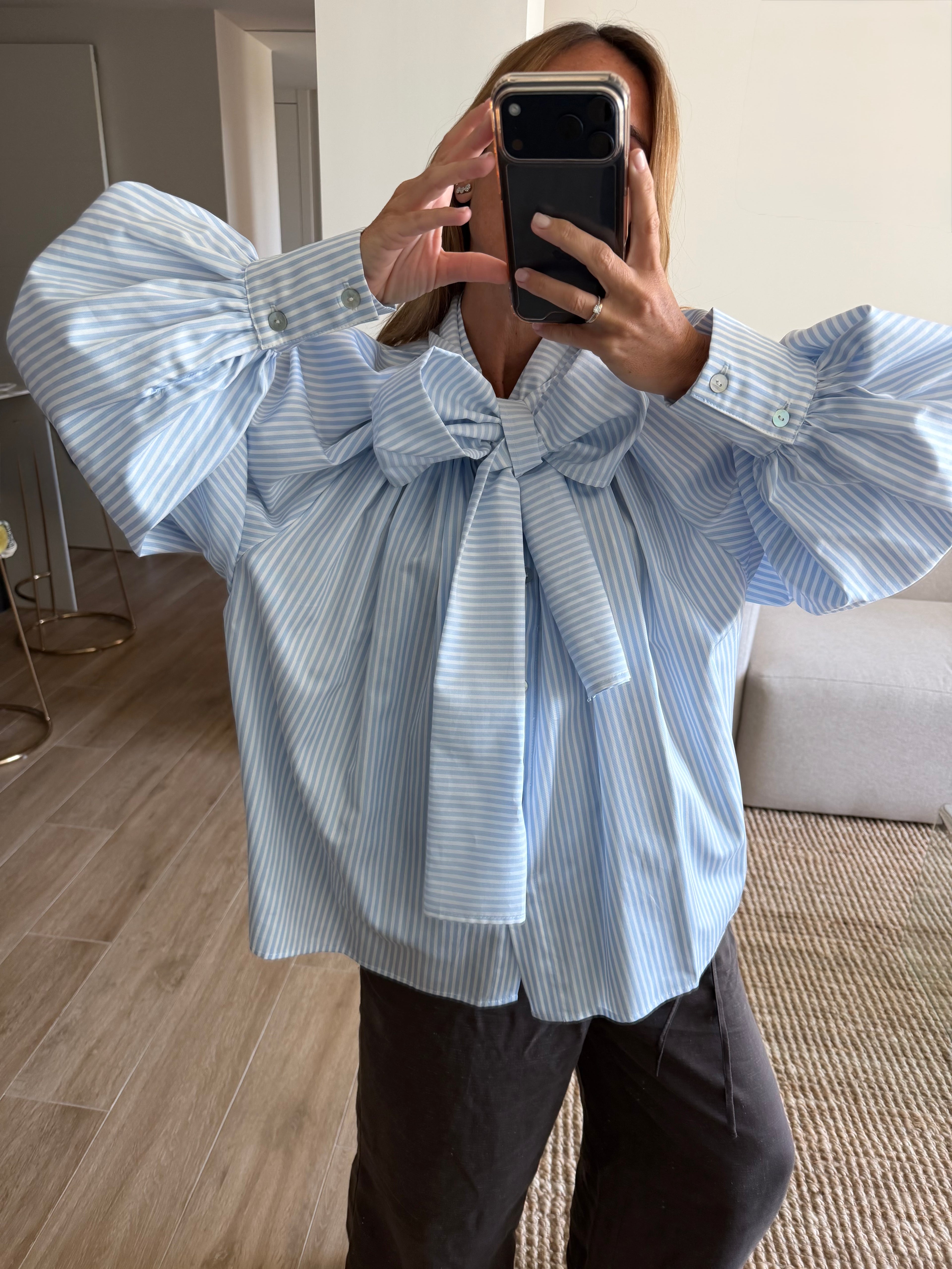 Camisa balloon azul rayas