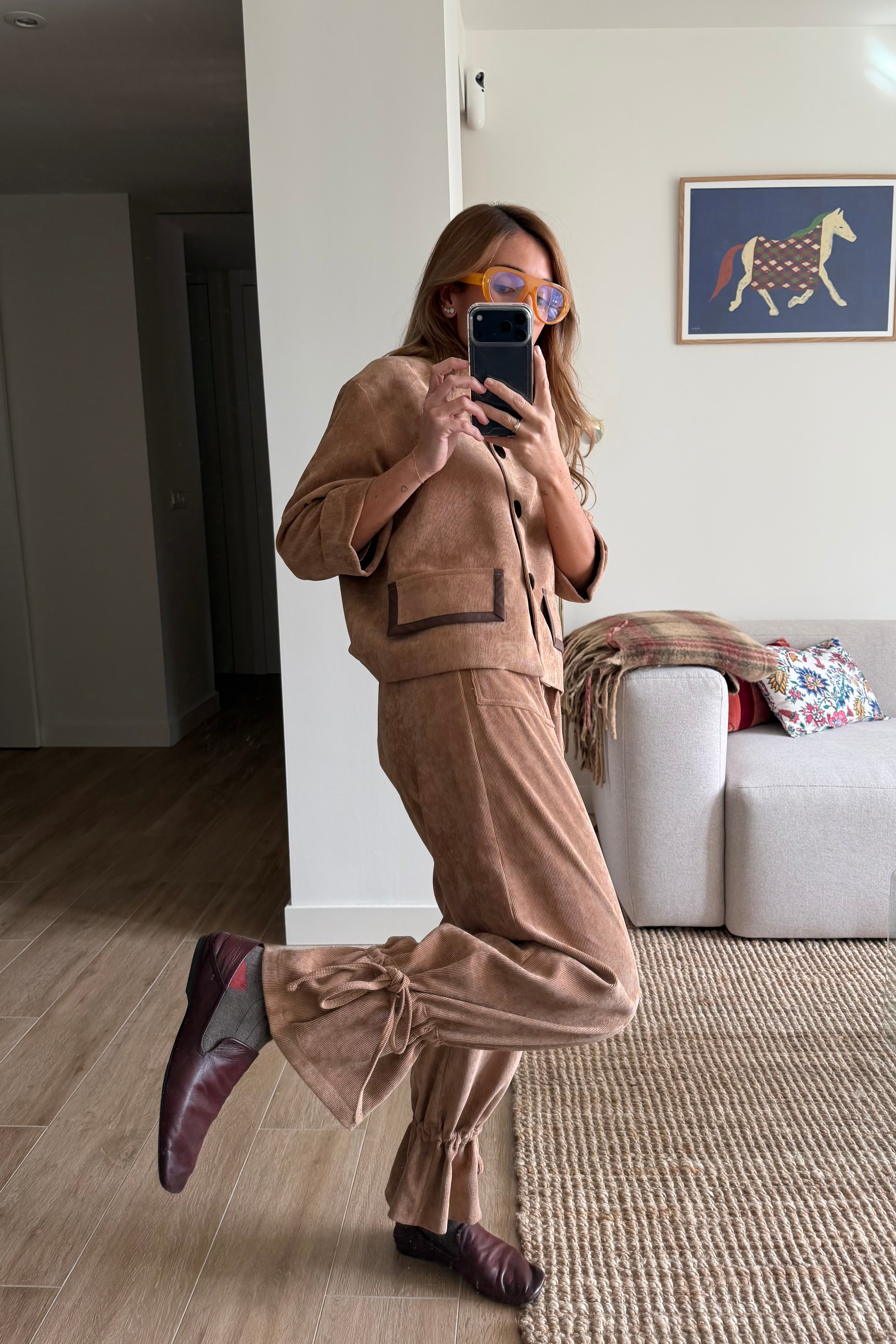 Pantalón balloon pana camel