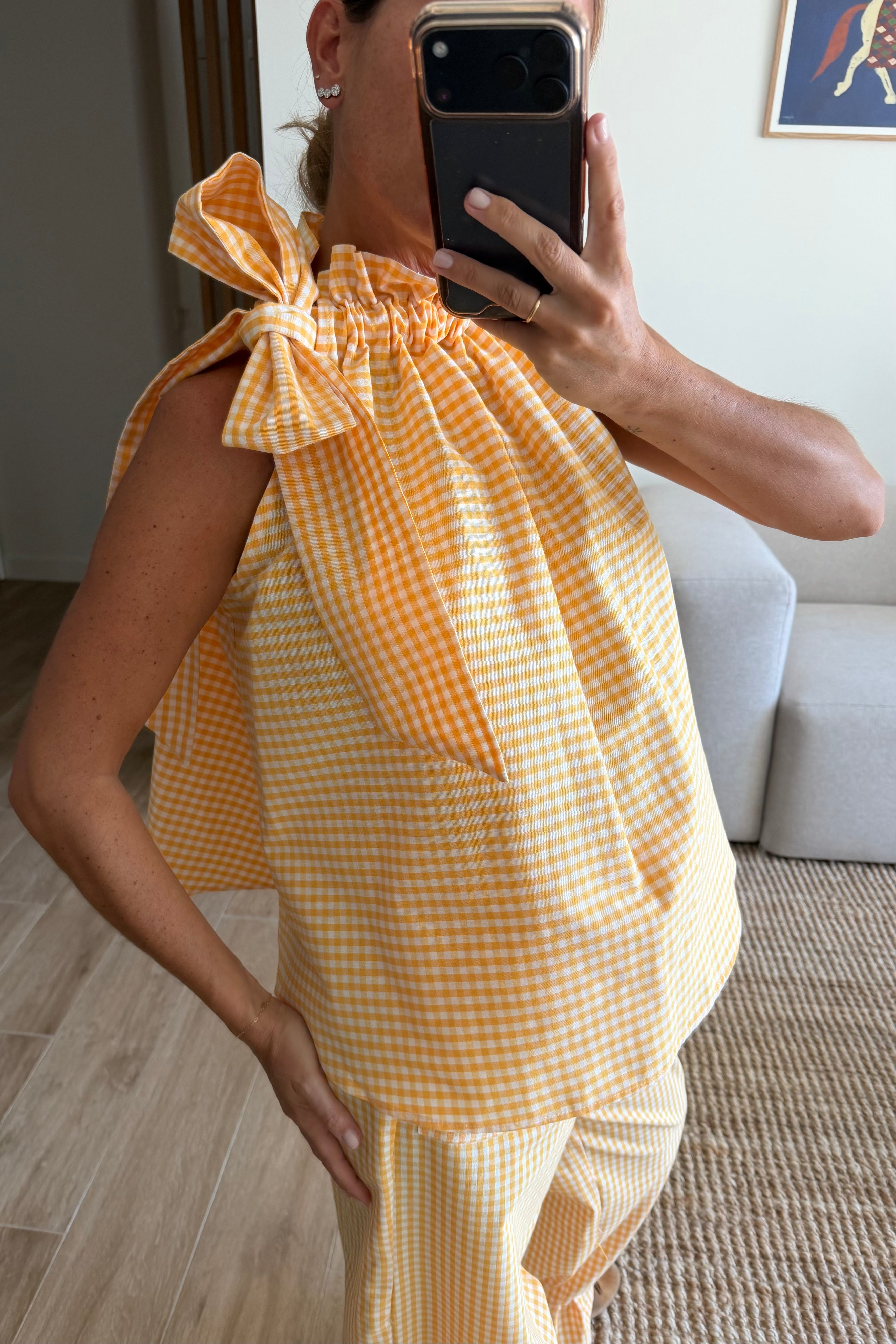 Top ruffle vichy yellow