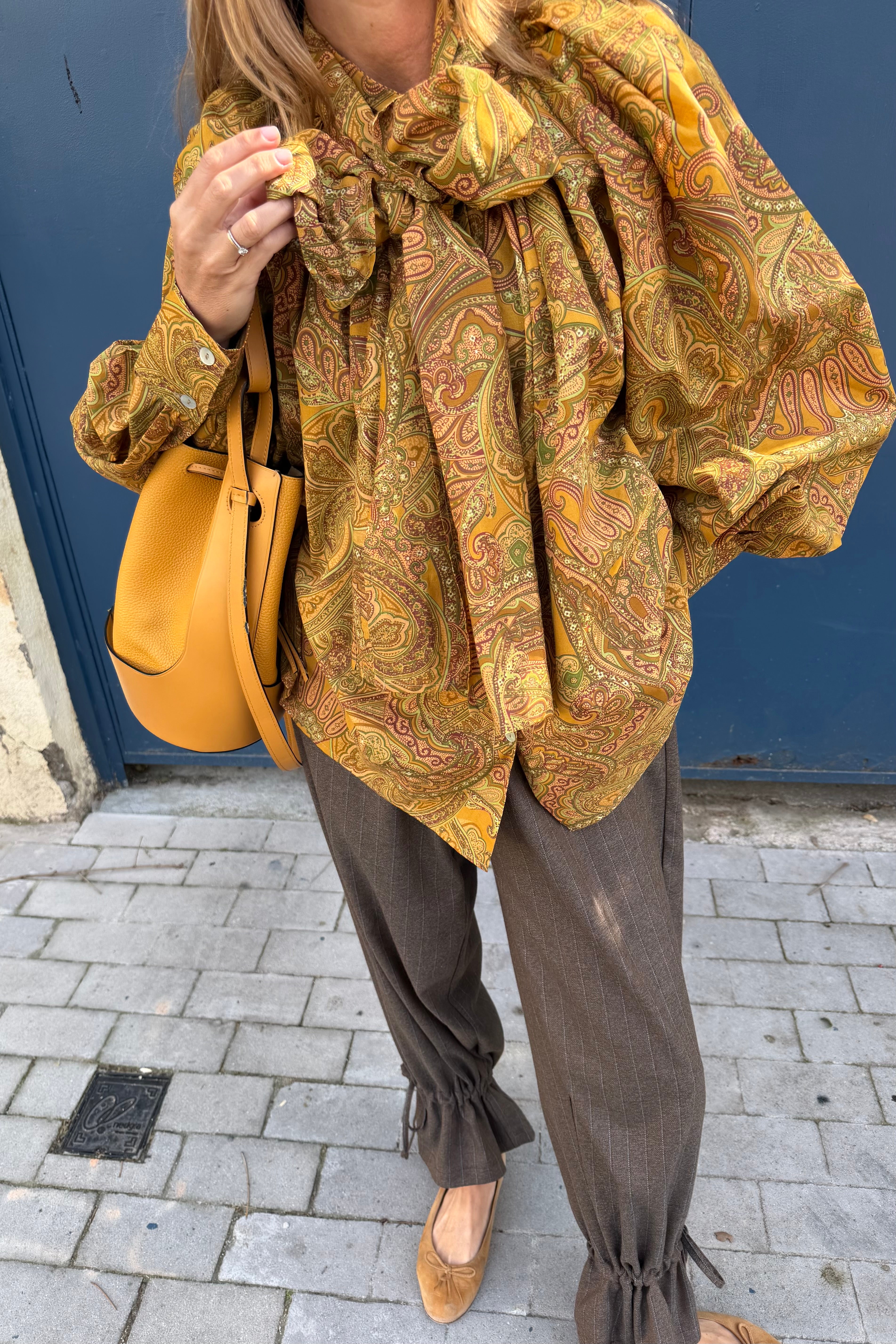 Camisa balloon batik mustard