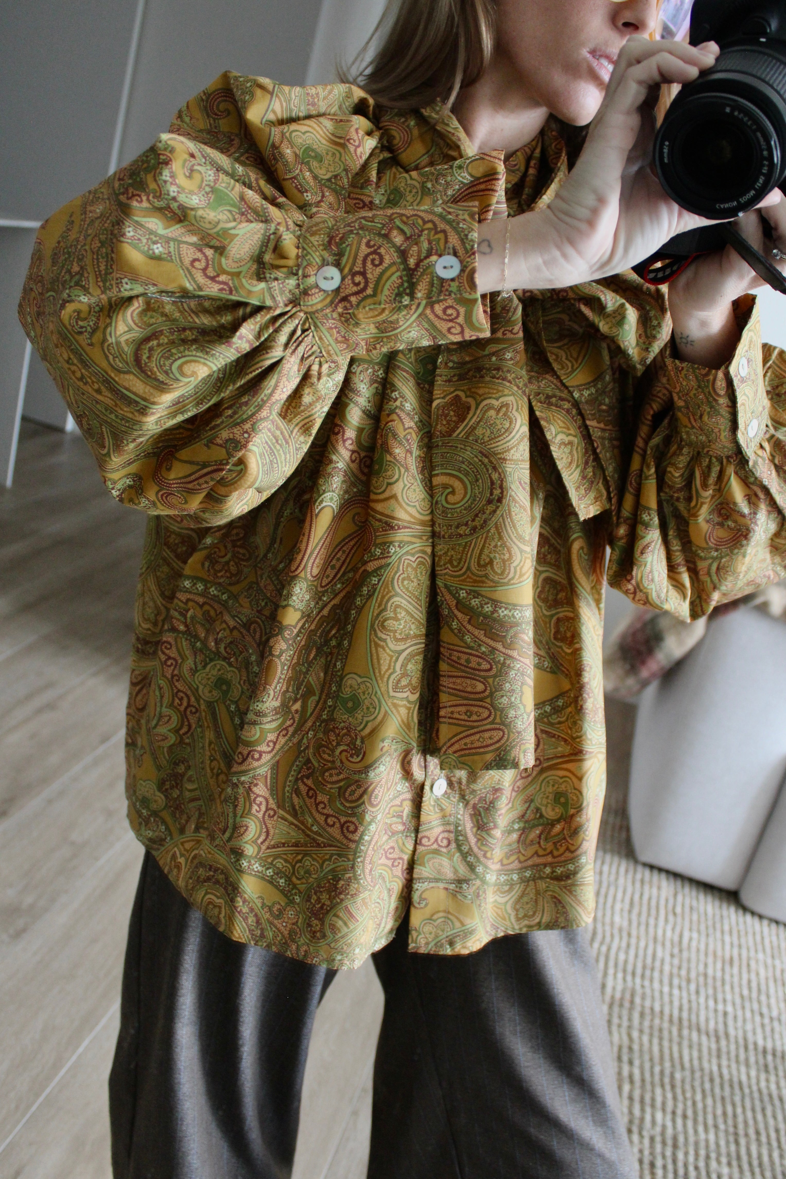 Camisa balloon batik mustard