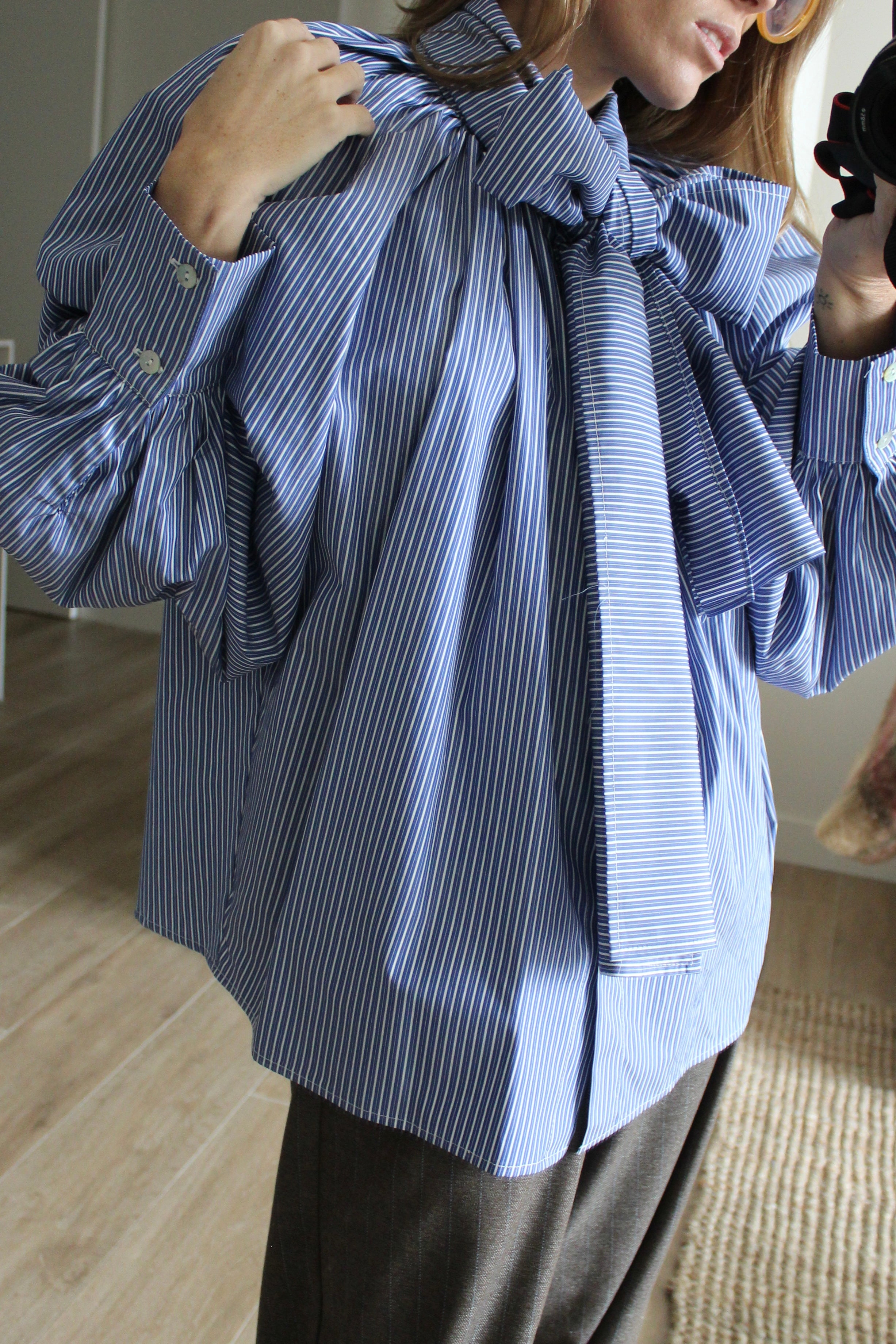 Camisa balloon marino rayas