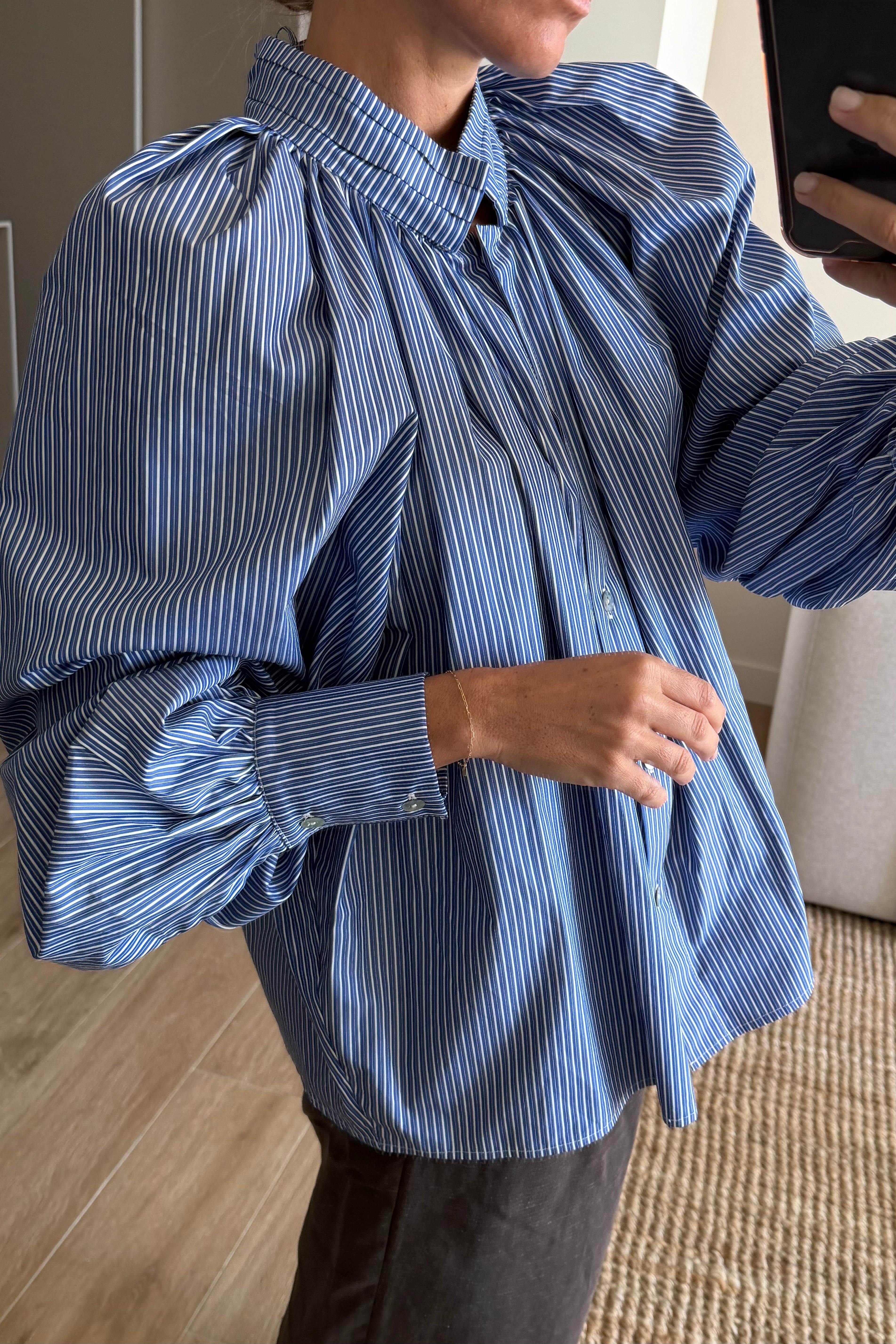 Camisa balloon marino rayas