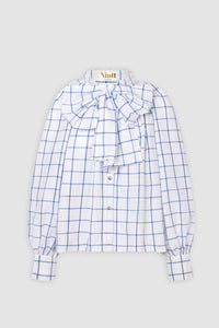 Camisa balloon cuadros azul
