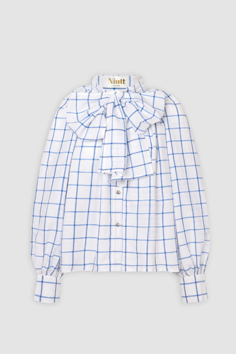 Camisa balloon cuadros azul