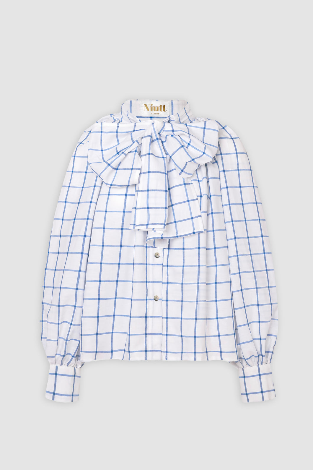 Camisa balloon cuadros azul