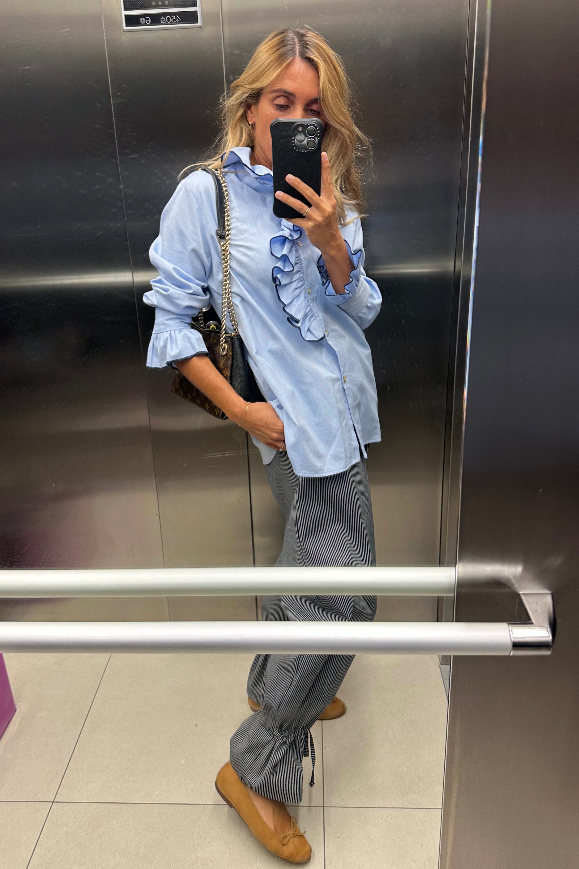 COMING SOON Striped denim pants