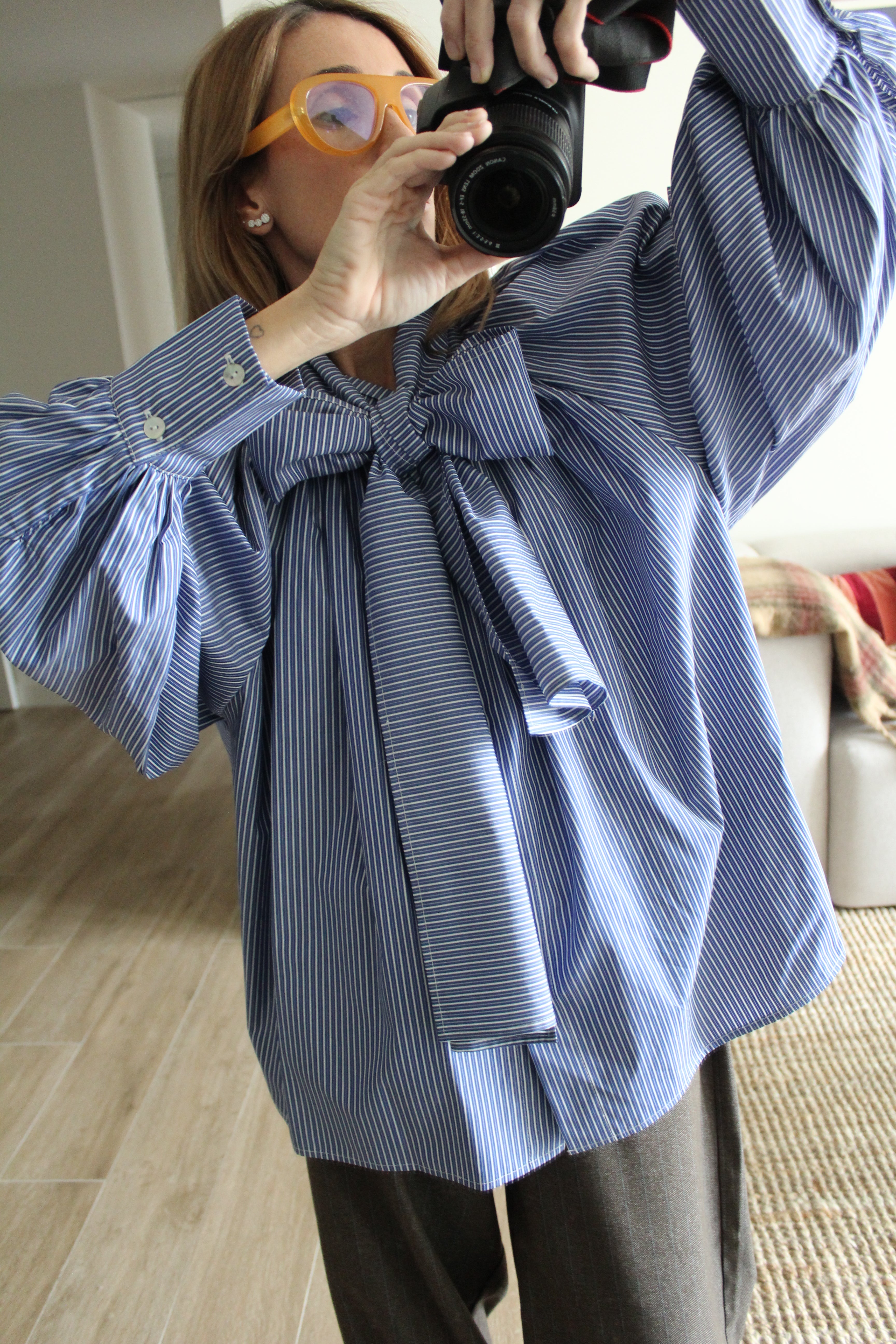 Camisa balloon marino rayas