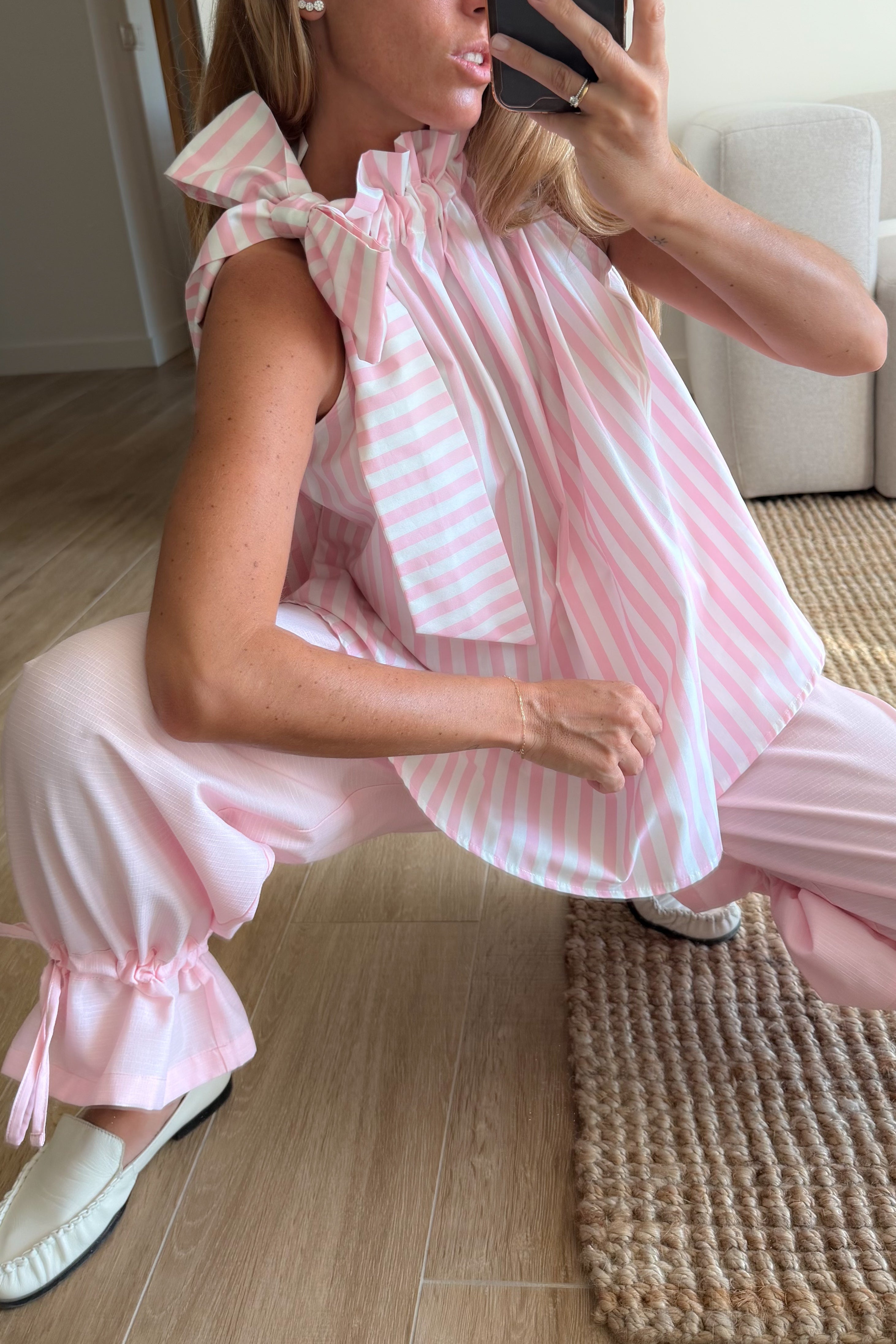 Top ruffle stripes rosa