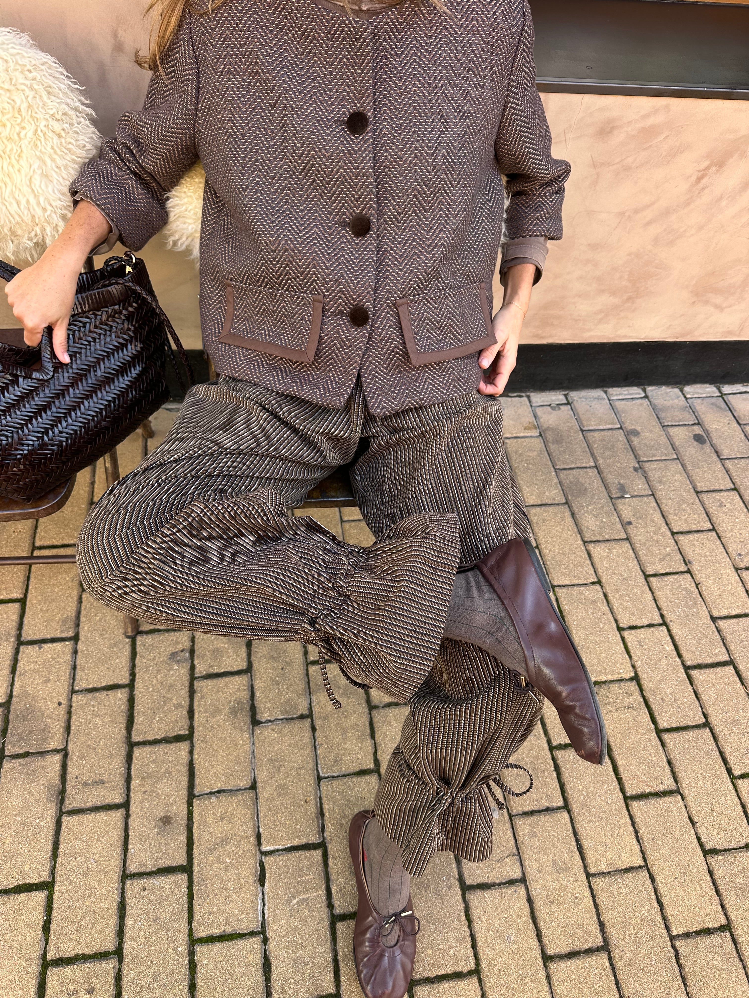 Pantalón balloon stripes brown