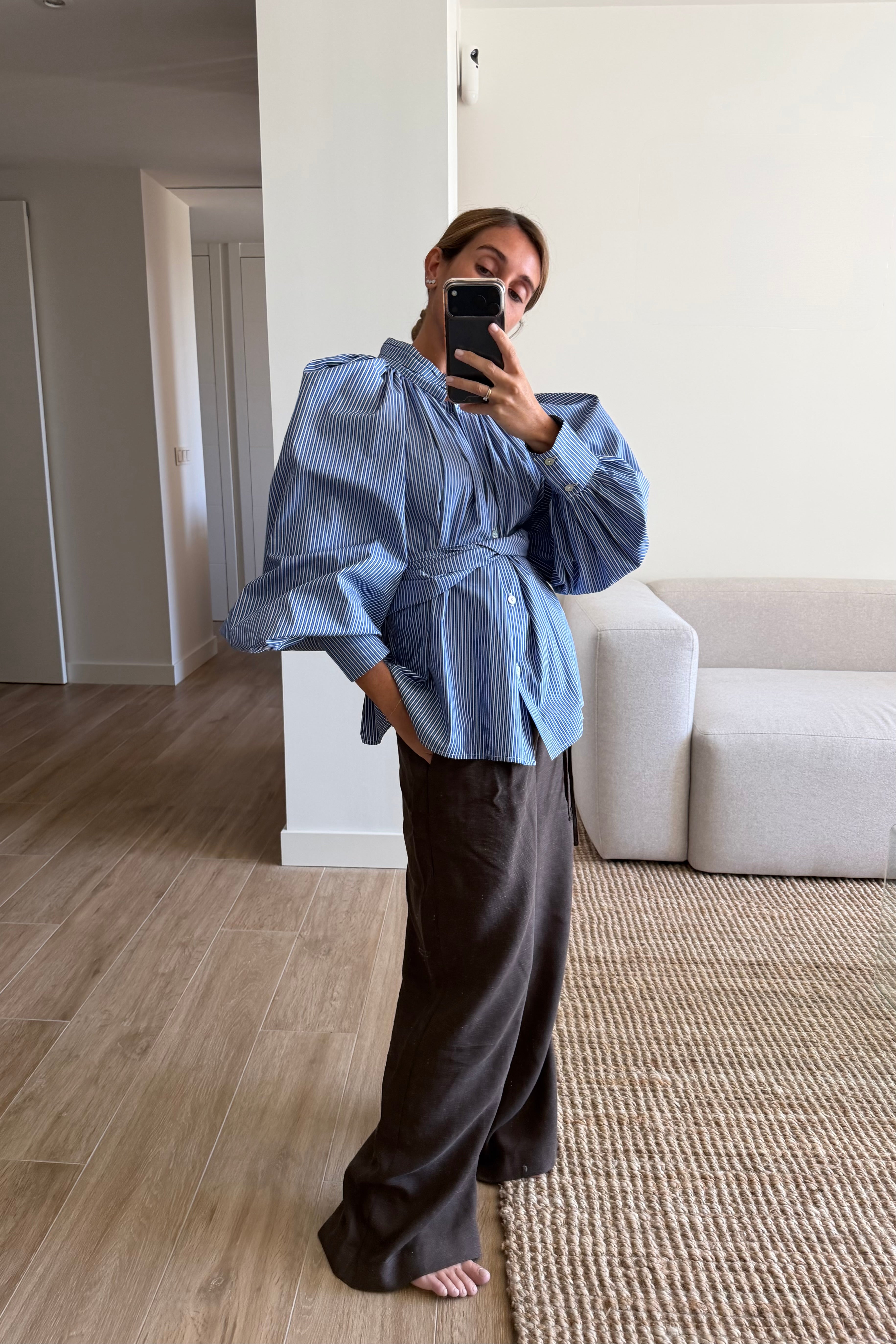 Camisa balloon marino rayas