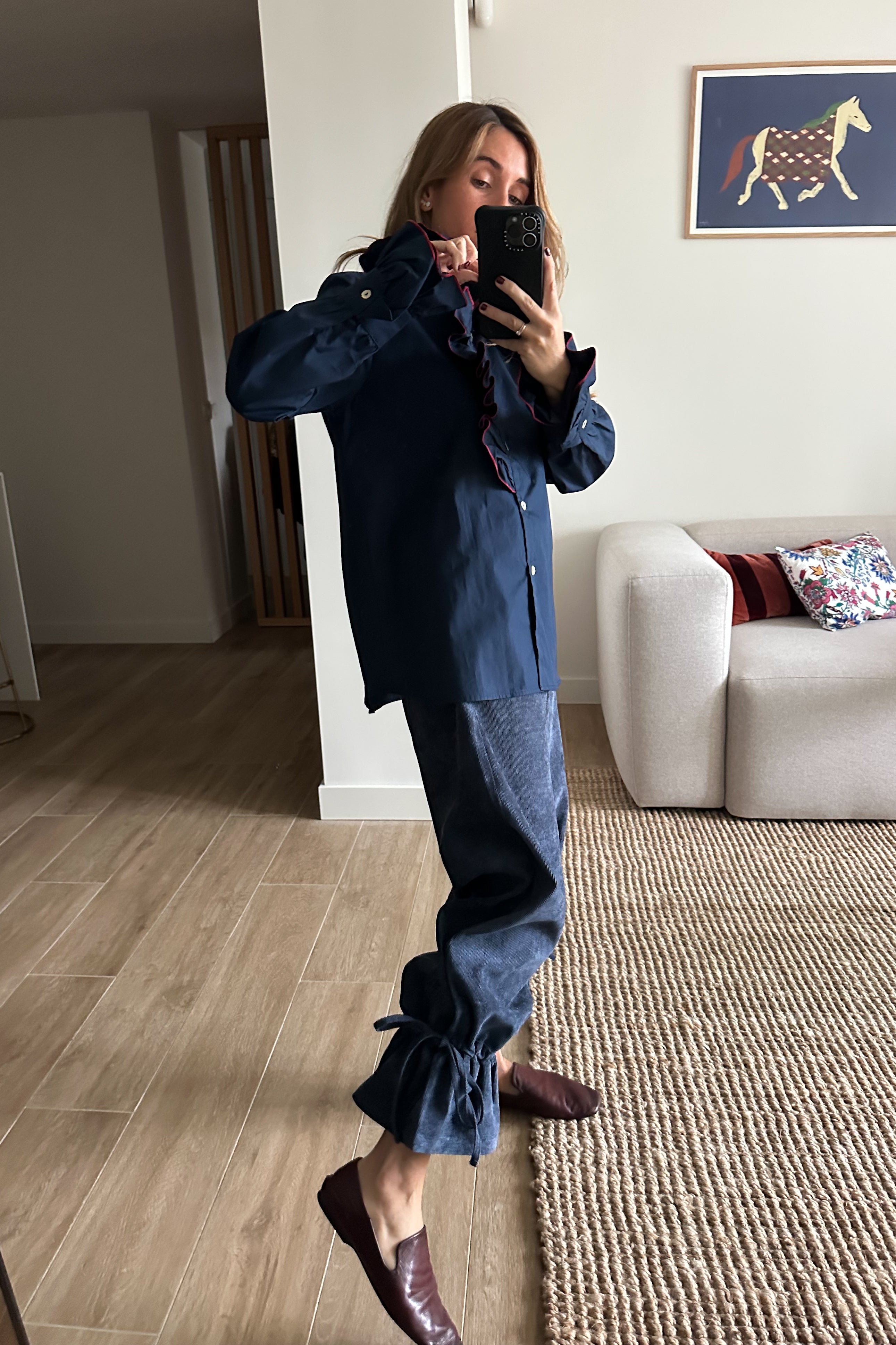 Pantalón balloon pana azul