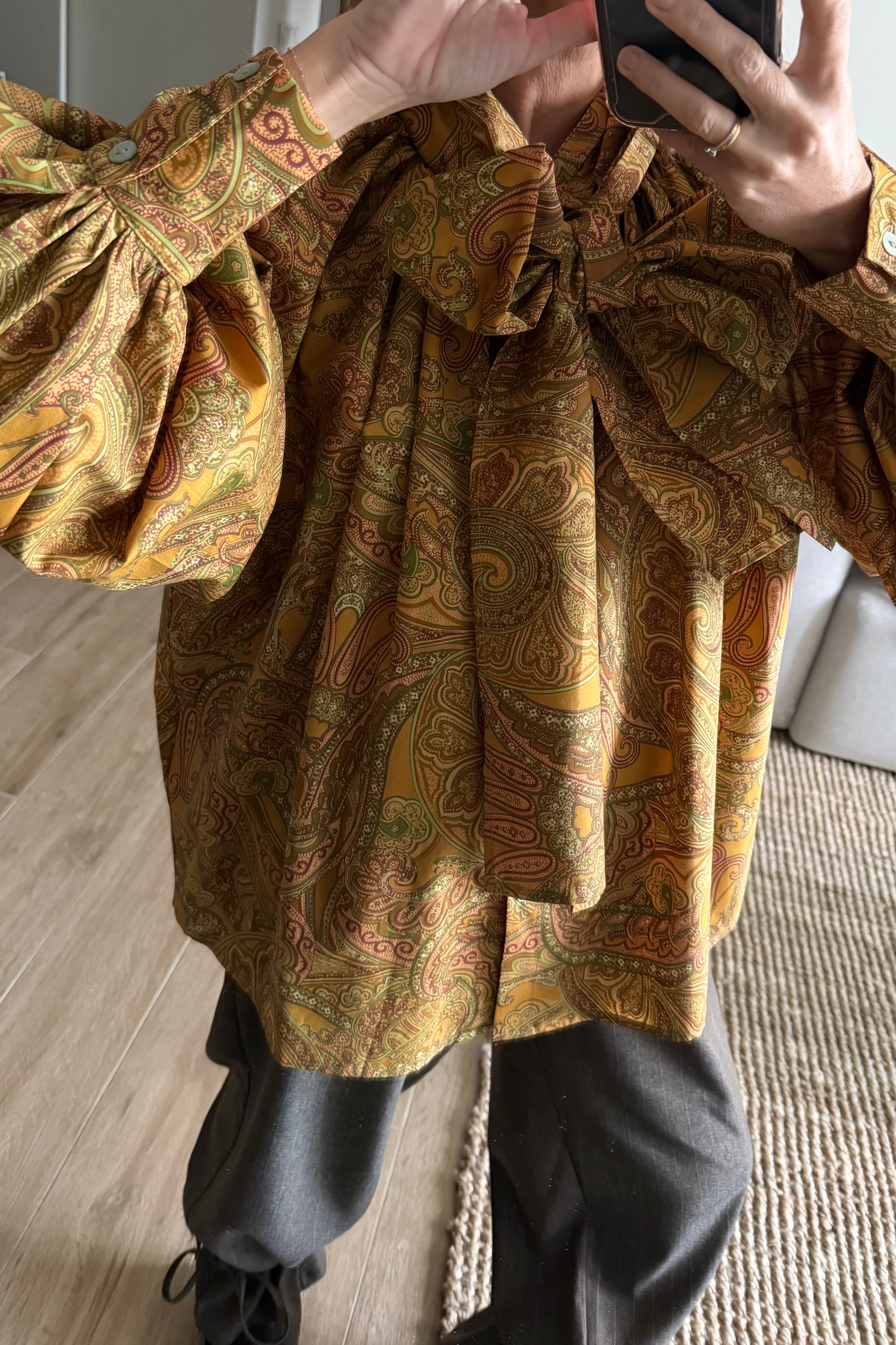 Camisa balloon batik mustard